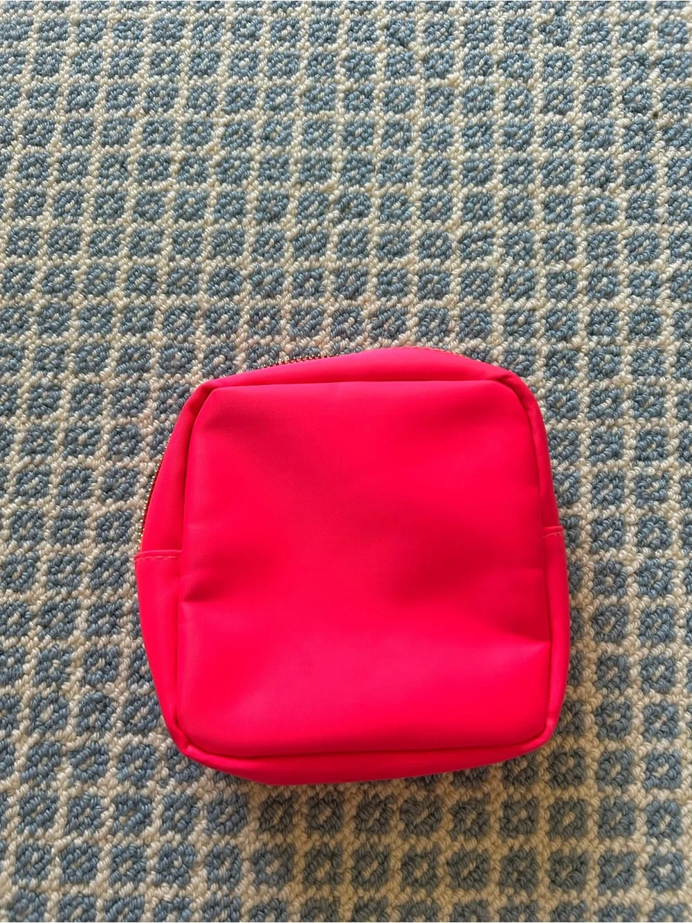Hot Pink Square Pouch with Yellow Smiley Patch